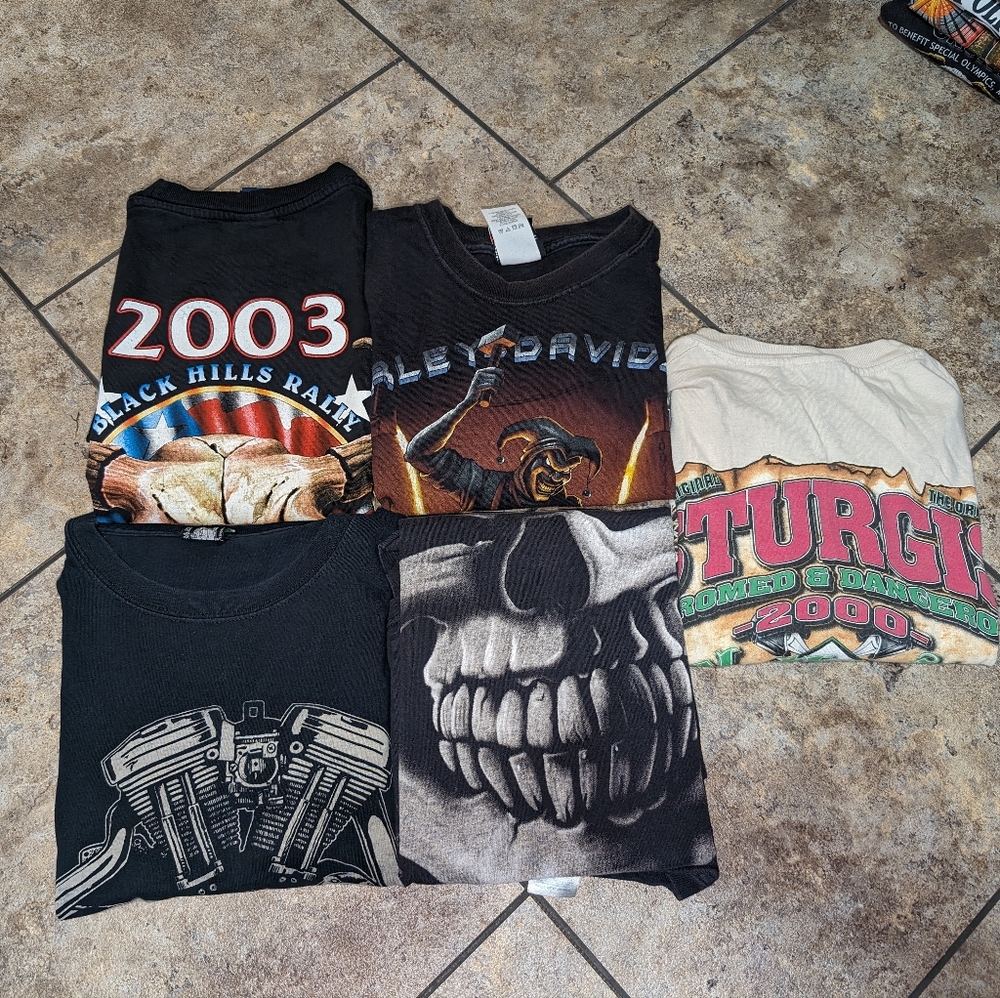 Harley-Davidson Black and White Graphic T-Shirts